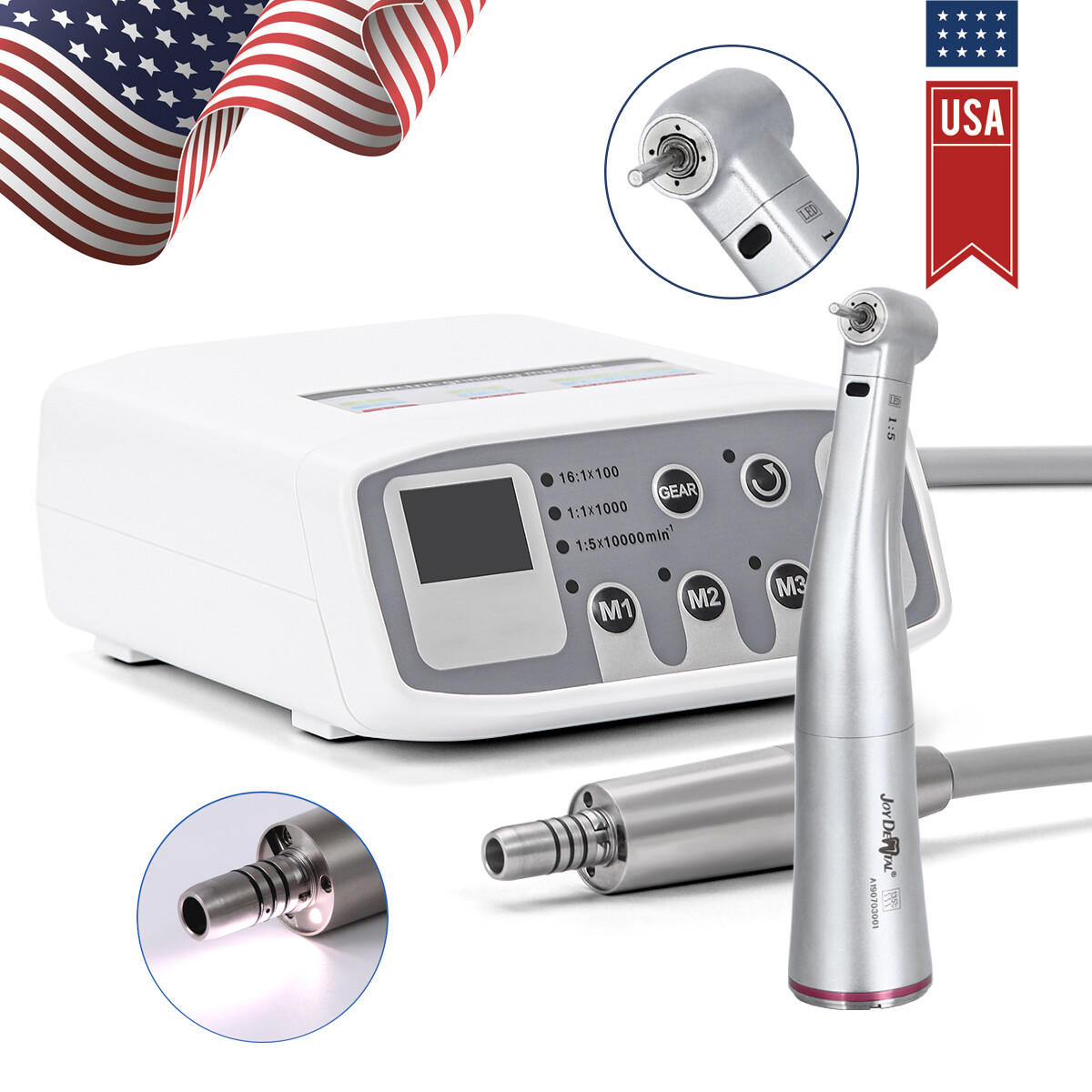 AZDENT Dental Electric LED Brushless Micro Motor/1:1/1:5 1:4.2 LED Handpiece