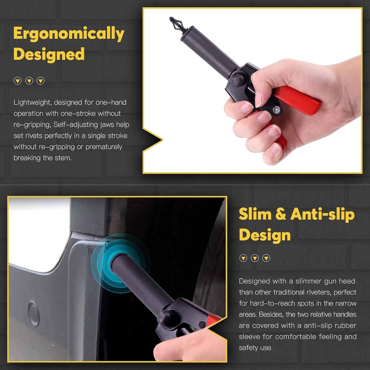 Lightweight Plastic Rivet Gun with 4 Sizes of Nylon Rivets for Easy Handling