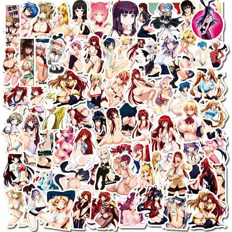 100 Sexy Anime Girl Stickers Pack Waifu Women Vinyl Cartoon Hentai Laptop Decals
