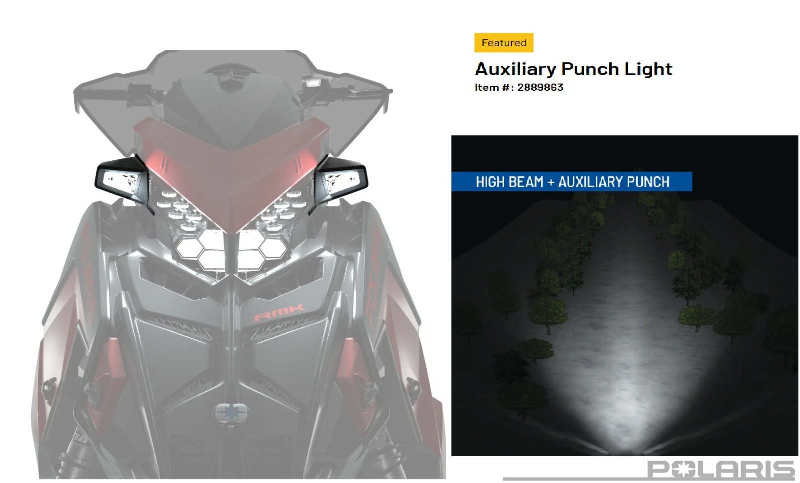 Polaris Indy/RMK/Switchback/Titan Snowmobile Auxiliary Punch Lights 2889863