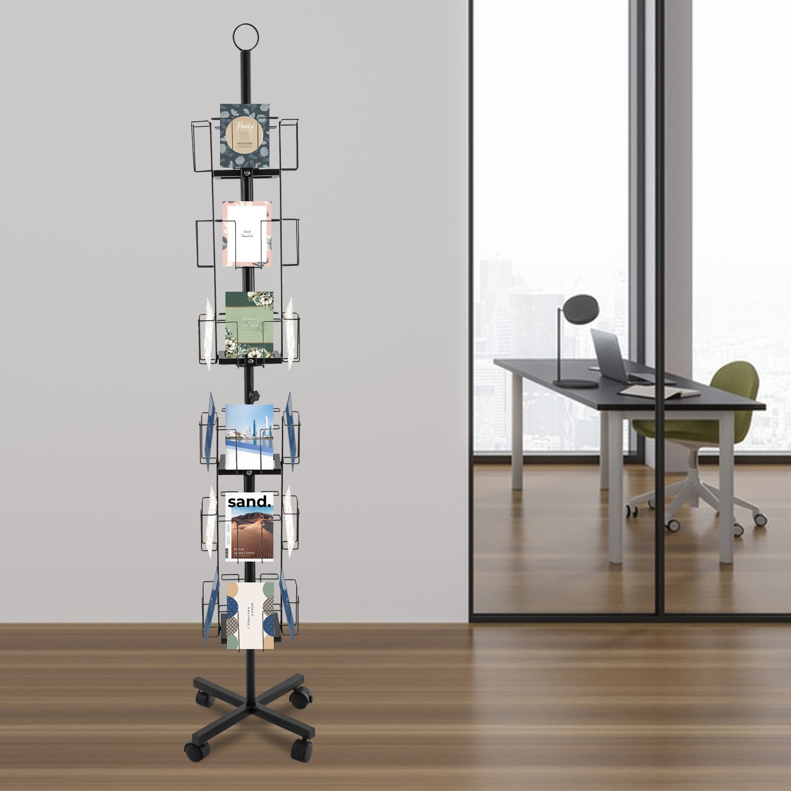 Rotating Greeting Card Rack, Display Stand Spinning, Pocket Rotating Holder