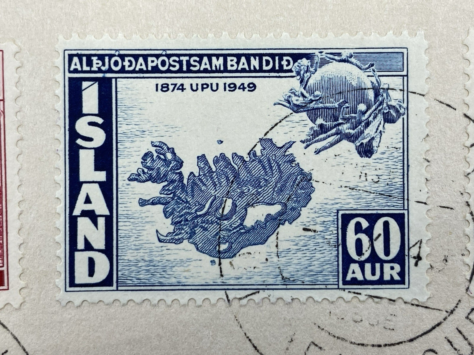 1949 ICELAND FDC UPU 75TH ANIV, Registered First Day Cover, to New York, N.Y.