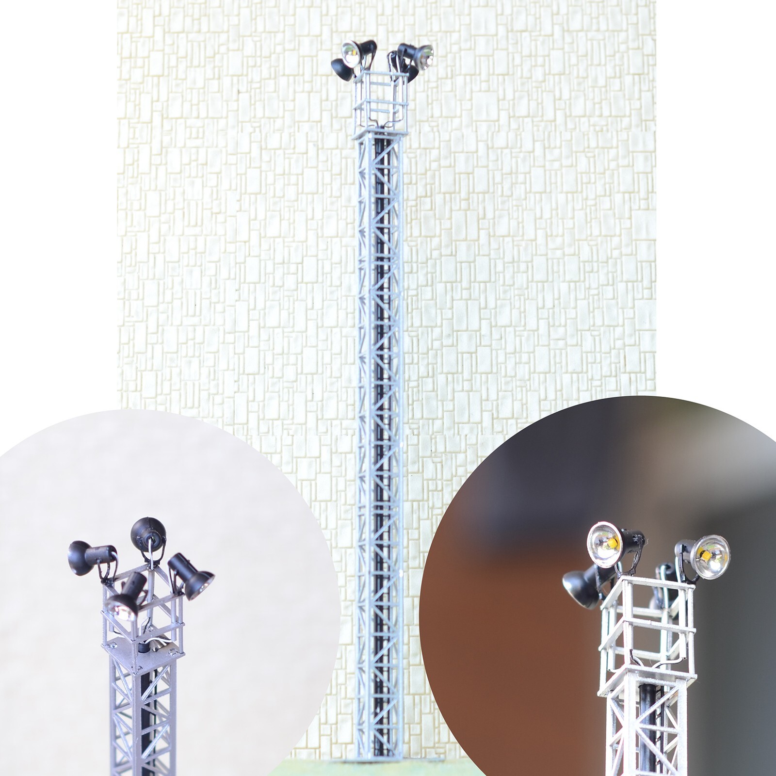 1 x HO tower light LED made street yard light spotlight assembled metal #S4