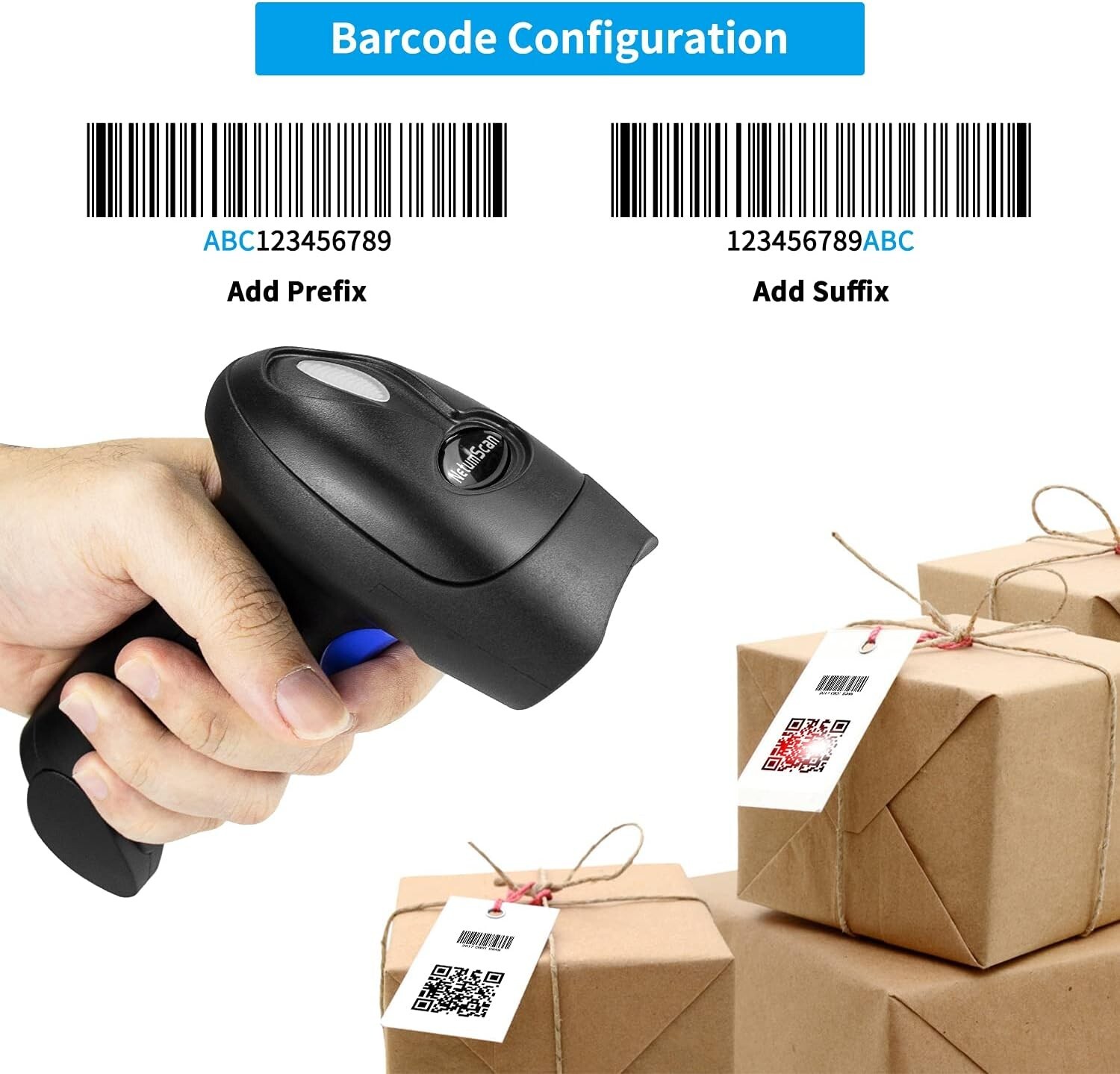 2.4Ghz Wireless Barcode Scanner USB Cordless 1D 2D Laser Barcode Reader Handhold