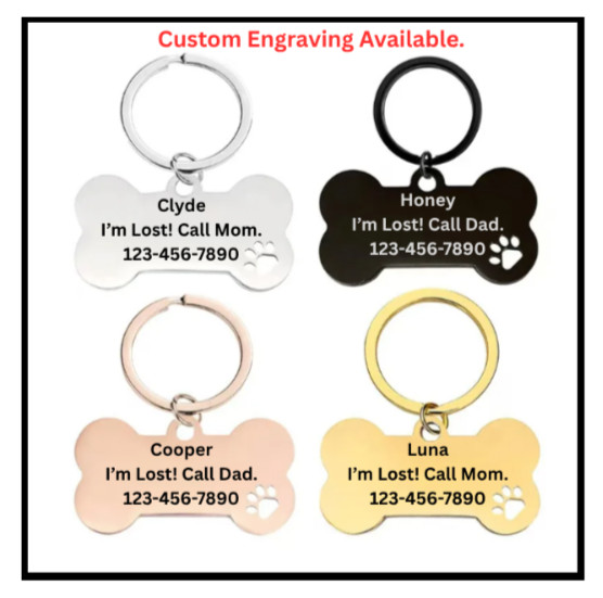 Custom Engraved Personalized Dog Pet tags Double Side Engraved ID Dog Cat Tag