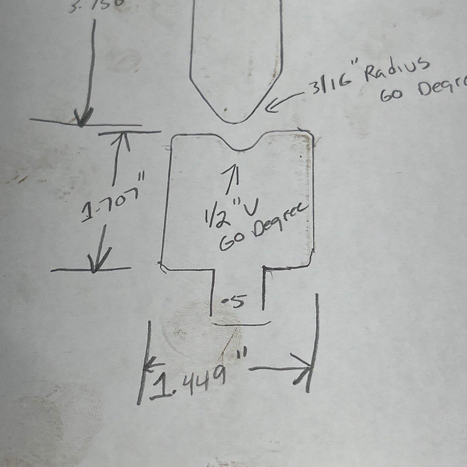4’-16’Set Of 60 Degree Air Forming Brake Press Punch And Die. 3/16” Radius, 1/2”