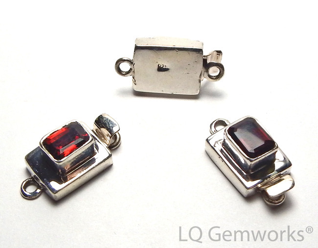 GARNET 925 Sterling Silver 22mm Faceted Box Clasp /G2