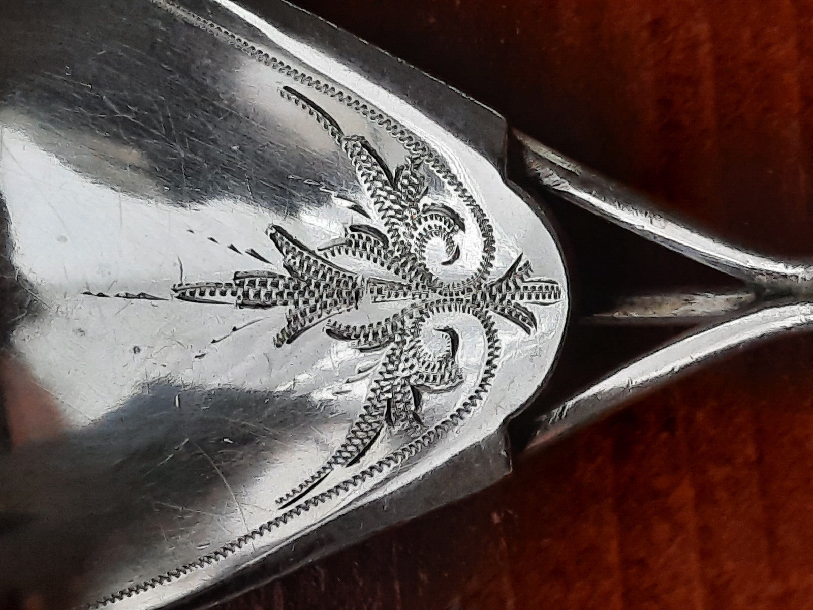 Coin Silver Knowles & Ladd Three Pronged Leaf & Berry Patrn Engraved Sauce Ladle