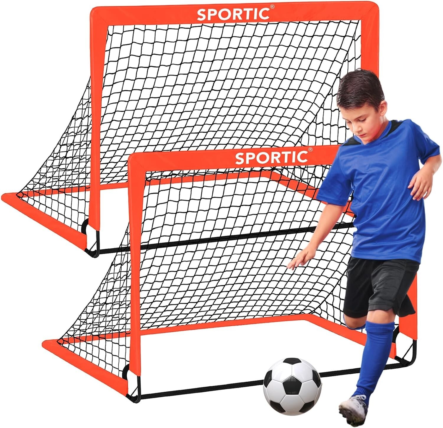 SPORTIC 4' x 3' Soccer Goal Net Set 2 Pk Portable Pop Up for Kids Random color