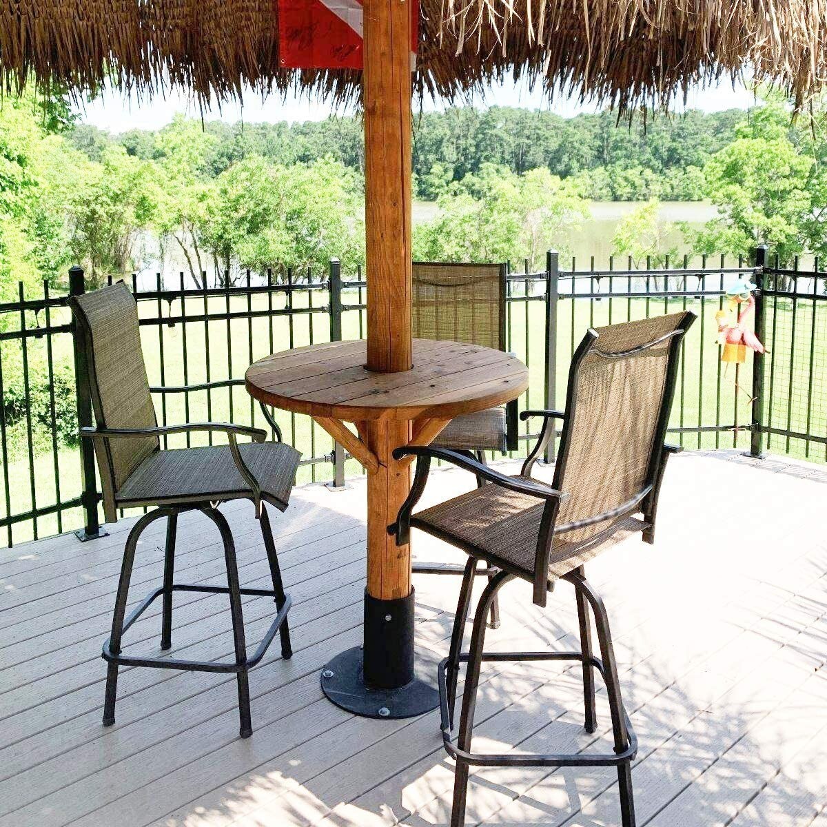 Swivel Patio Chairs Set of 4 Height Bar Stools Outdoor Bistro Armrest Chairs Set