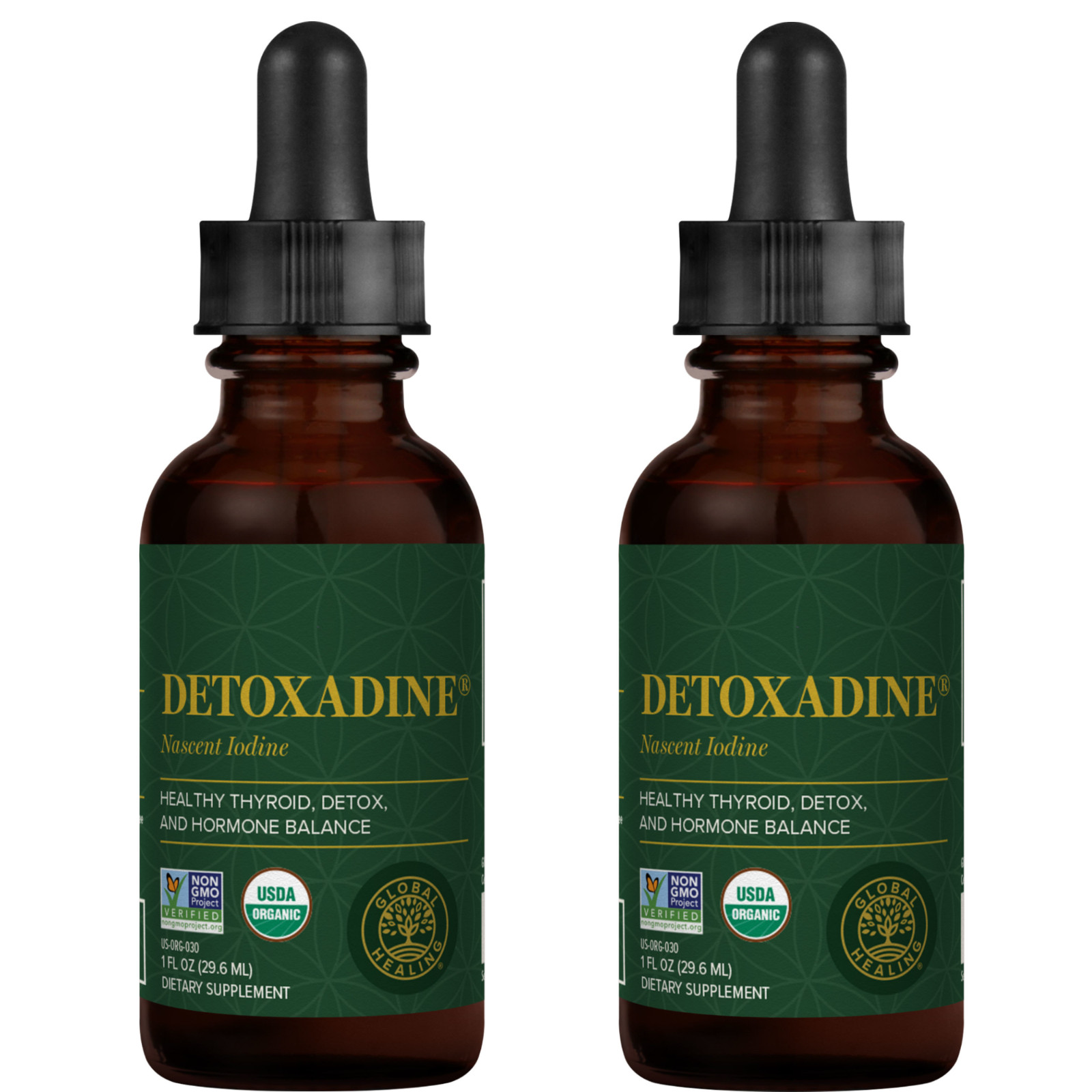 Global Healing Detoxadine, Organic Nascent Iodine Supplement 1950 mcg (2-Pack)