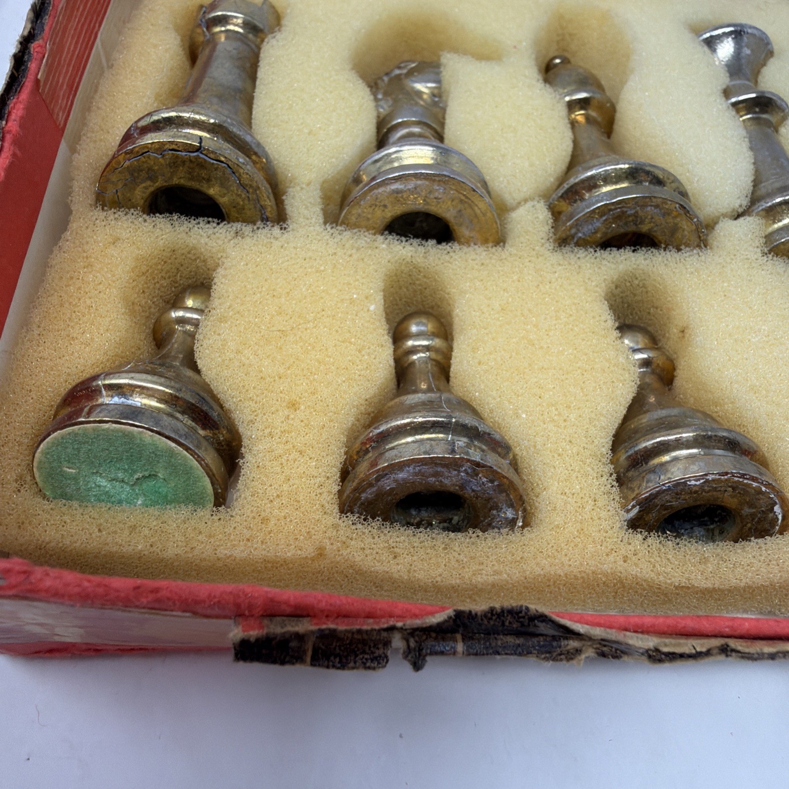 Italian 3" Brass and Cast Metal Complete Set of 32 Chess Pieces