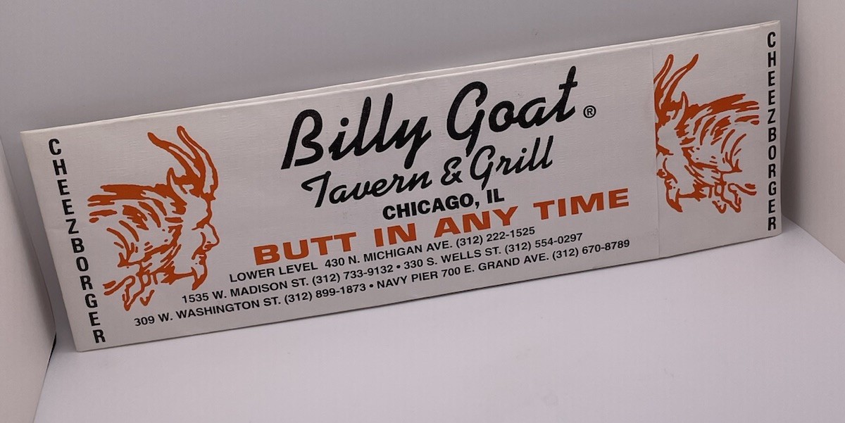 Unused Billy Goat Tavern & Grill Paper Hat Chicago Butt in any Time Cheezborger