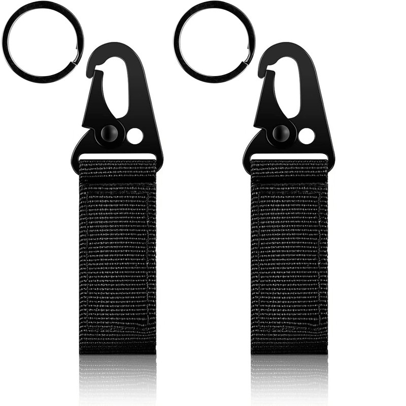 2 Pack Tactical Belt Key Chain Keeper Snap Hook Molle Clip Keychain Ring Holder
