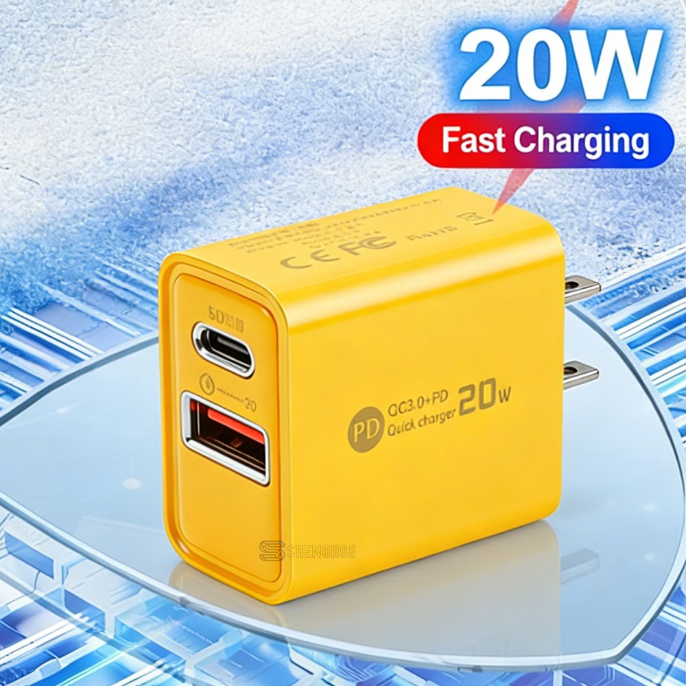 20W Fast Charger Block USB+Type C Wall Power Adapter For iPhone 16e 15 14 13