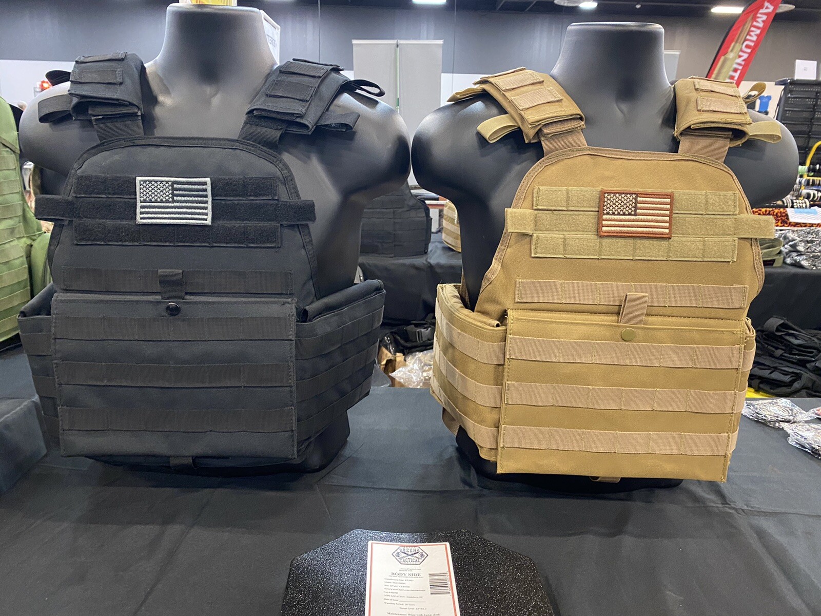 Tactical Vest Plate carrier- Black w/ 2 Curved 8x10 Plates