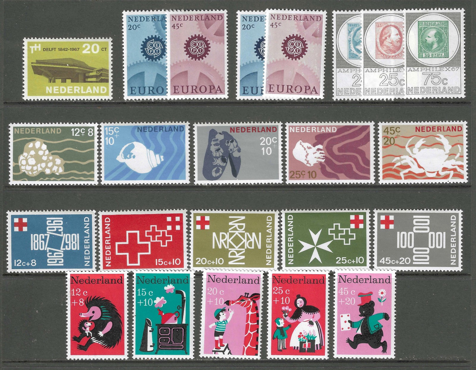 Netherlands 1967 MNH PO Fresh Year Set (see below for cat #s)! ('25 SCV $16)