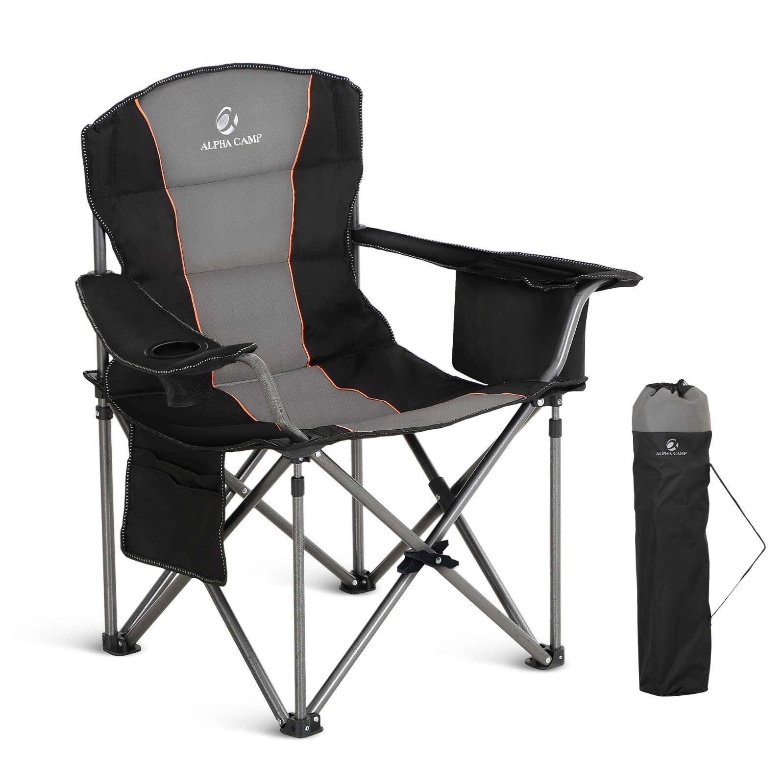 ALPHA CAMP Oversized Heavy Duty Lawn Chair with Cooler Bag Camping Chair 450LBS