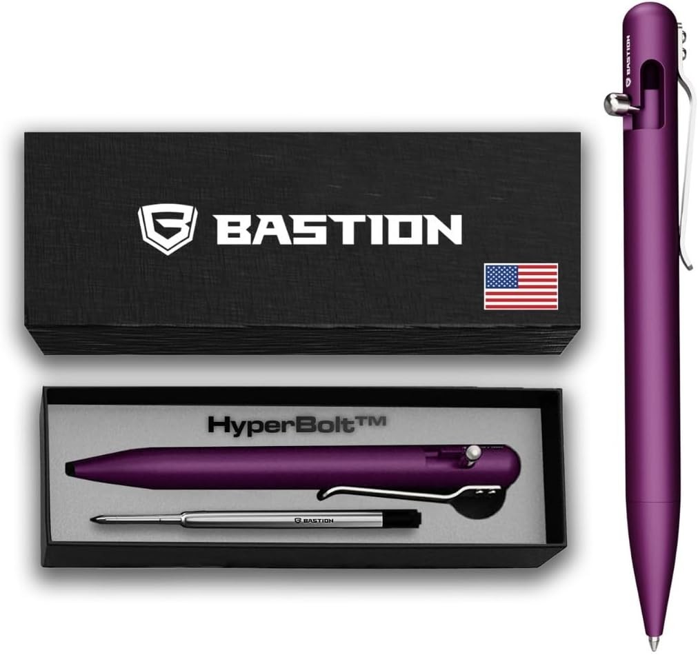 BASTION Bolt Action Pen | Aluminum Purple | Durable Professional Ballpoint Pen