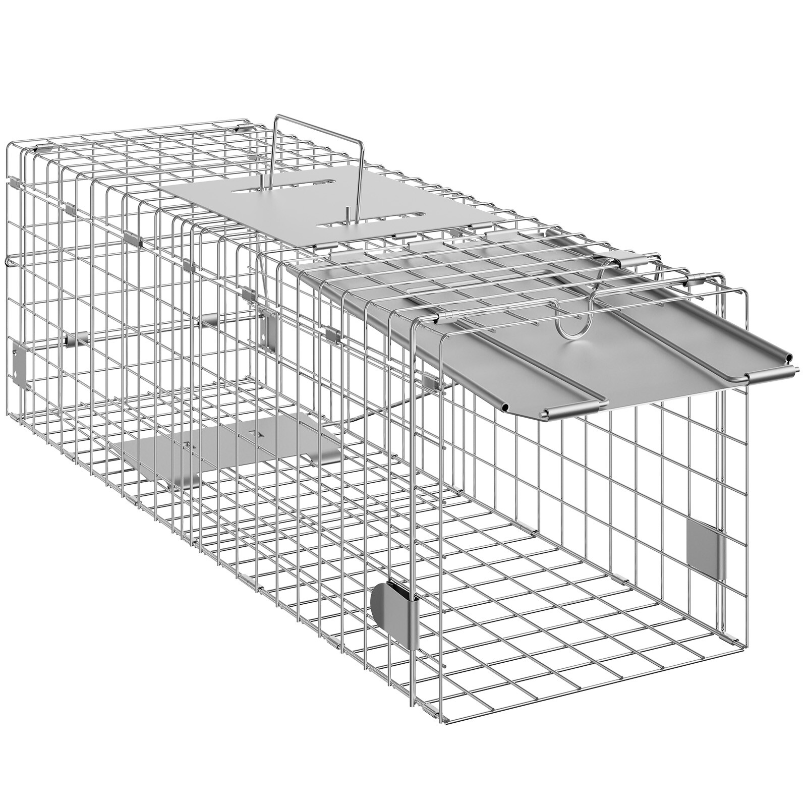 VEVOR Live Animal Cage Trap 24" x 8" x 8" Humane Cat Trap Cats Squirrels Mouse
