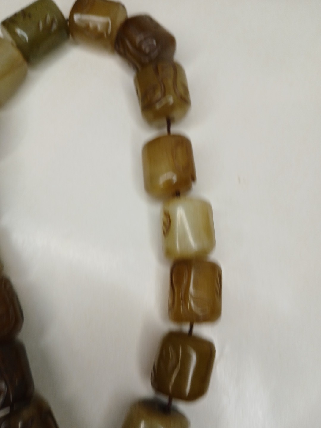 Antique Vtg Original China Tibetan Carved Prayer Jade Beads Buddha