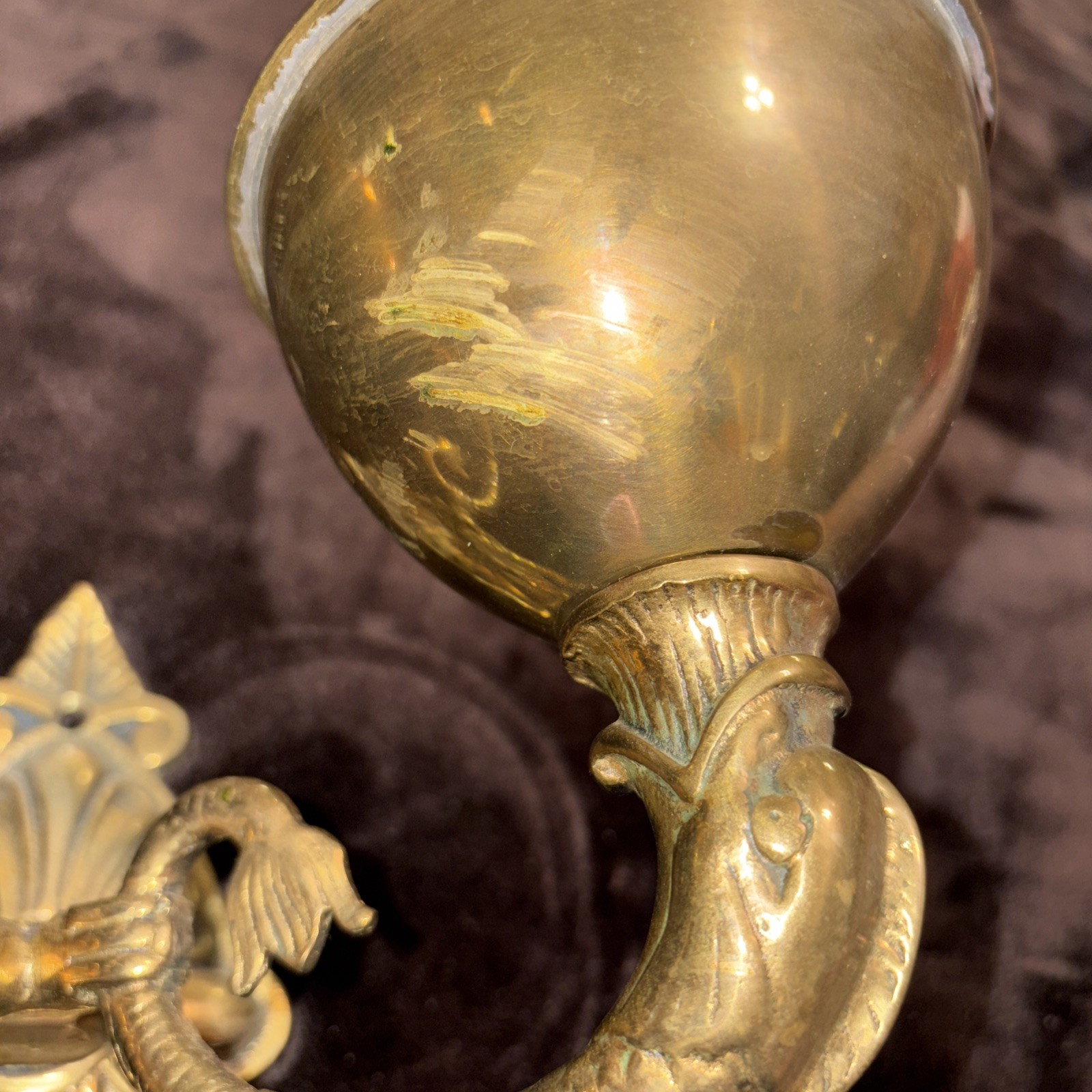 Vintage Lamp 2 Arm Double Wall Mount Oil Light Sconce Sea Monster Dolphin Koi