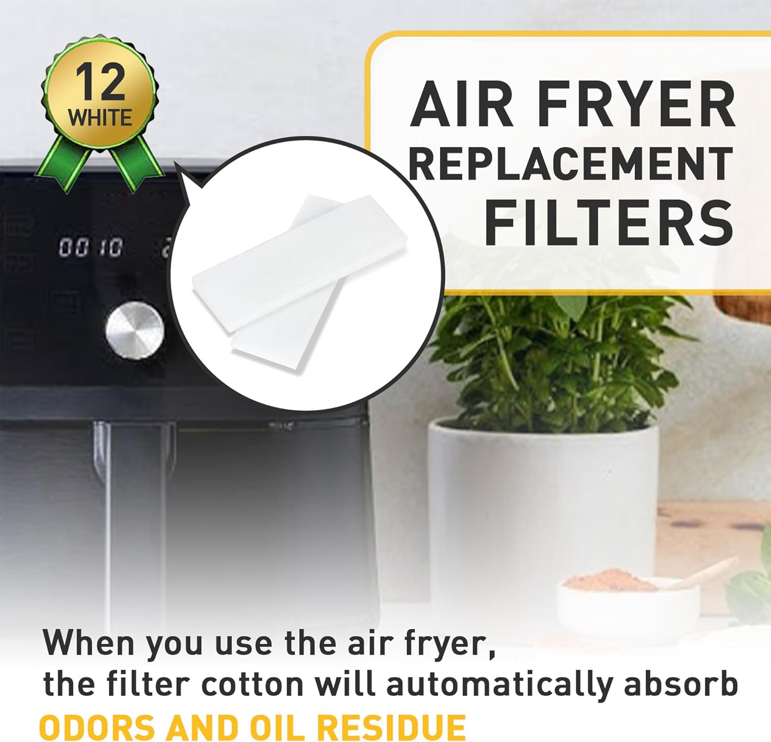 12 Pcs Air Fryer Replacement Filters for 6QT Instant Vortex plus Air Fryer with