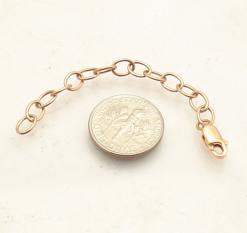 Oval Link Extender Bracelet Chain Necklace Lobster Lock Real 14K Rose Pink Gold