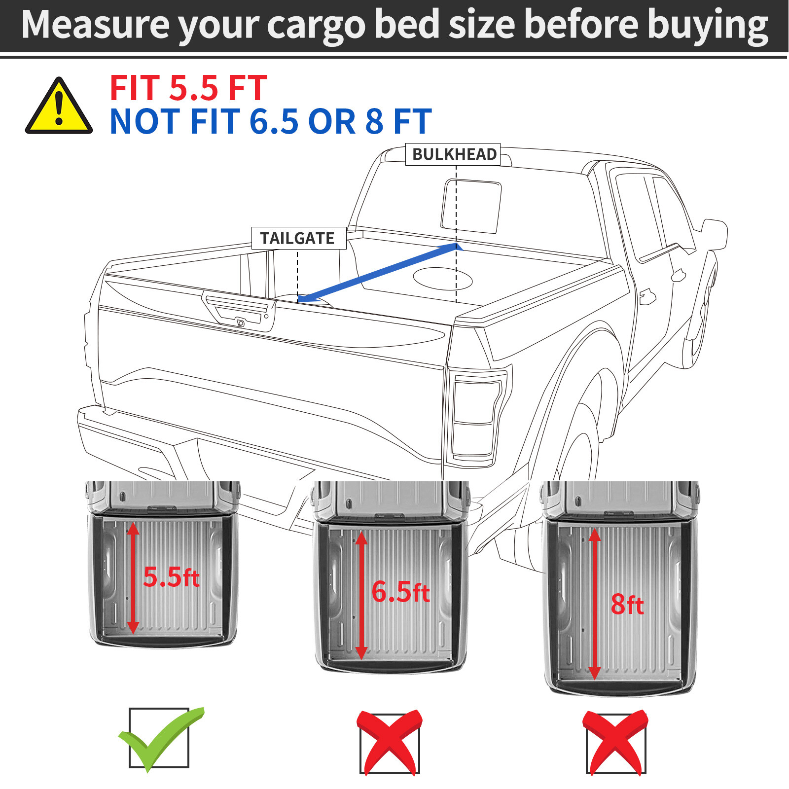 OEDRO Soft Roll Up 5.5ft Tonneau Cover for 2015-2024 Ford F-150 F150 Truck Bed