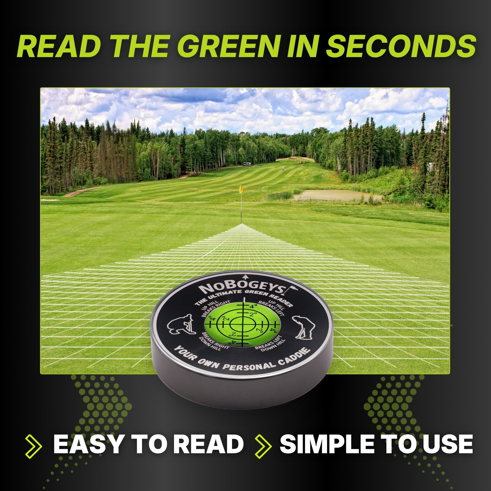 NoBogeys Precision Green Reader - Aluminum Golf Ball Marker