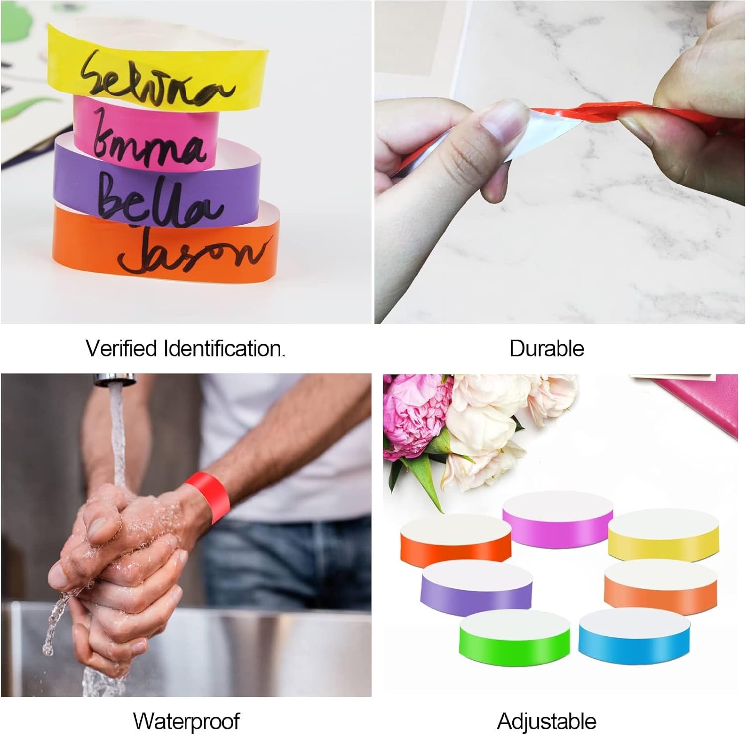 1400 Packs Paper Wristbands for Events, 7 Colors Waterproof Neon Party Wristb...