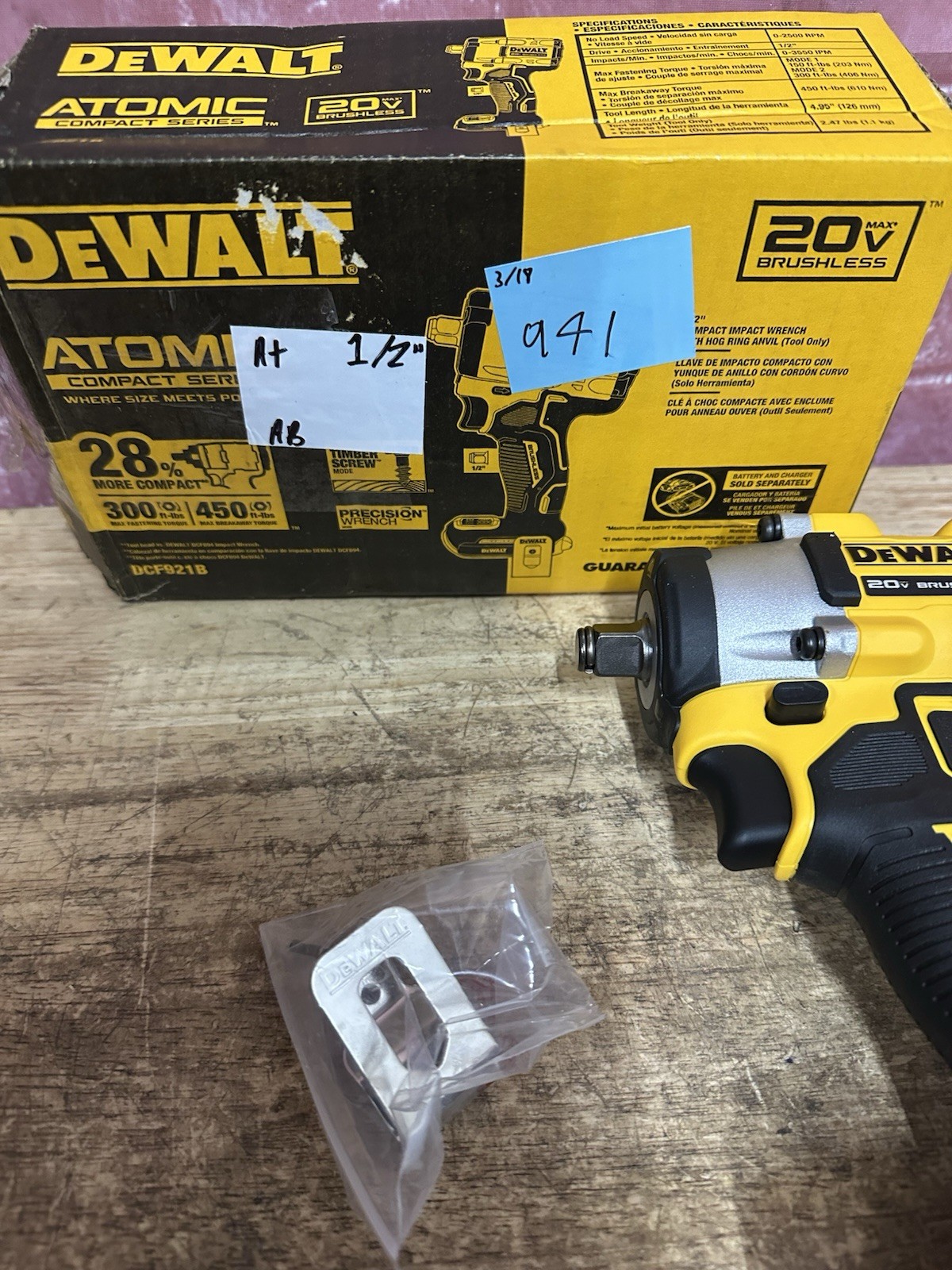 DEWALT DCF921B 20V 1/2inch Impact Wrench (Tool Only) Open Box