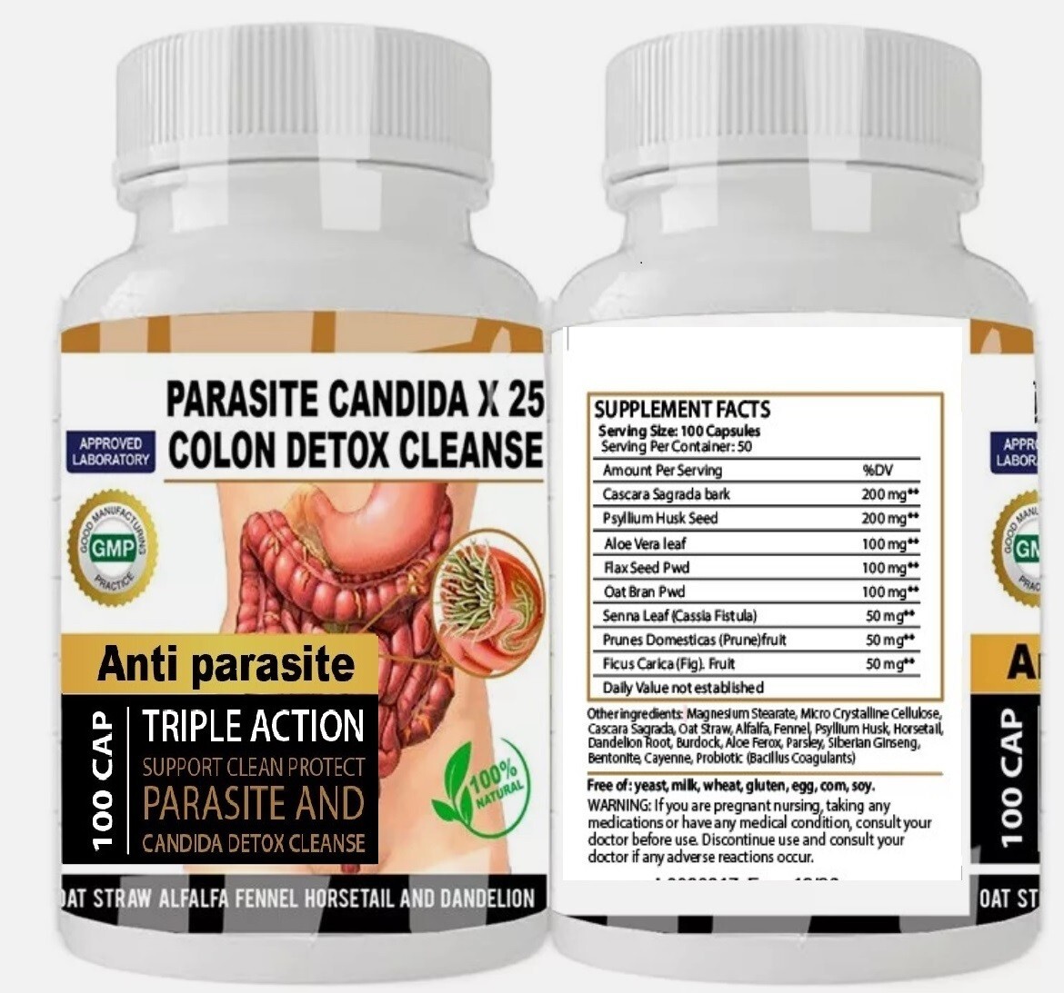 Parasite Cleanse DETOX Liver Colon Yeast Killer Pills All Natural detox candida