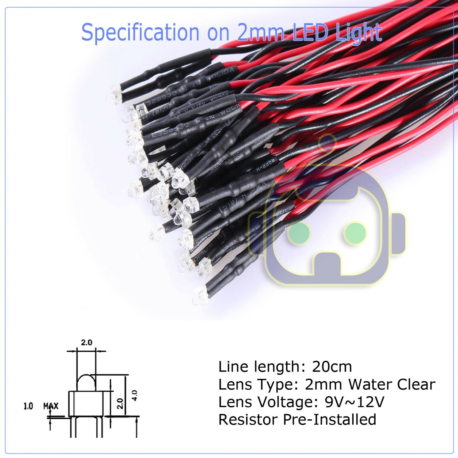 1.8mm 2mm 3mm 5mm 8mm 10mm Pre Wired LED DC9-12V Lights Emitting Diodes