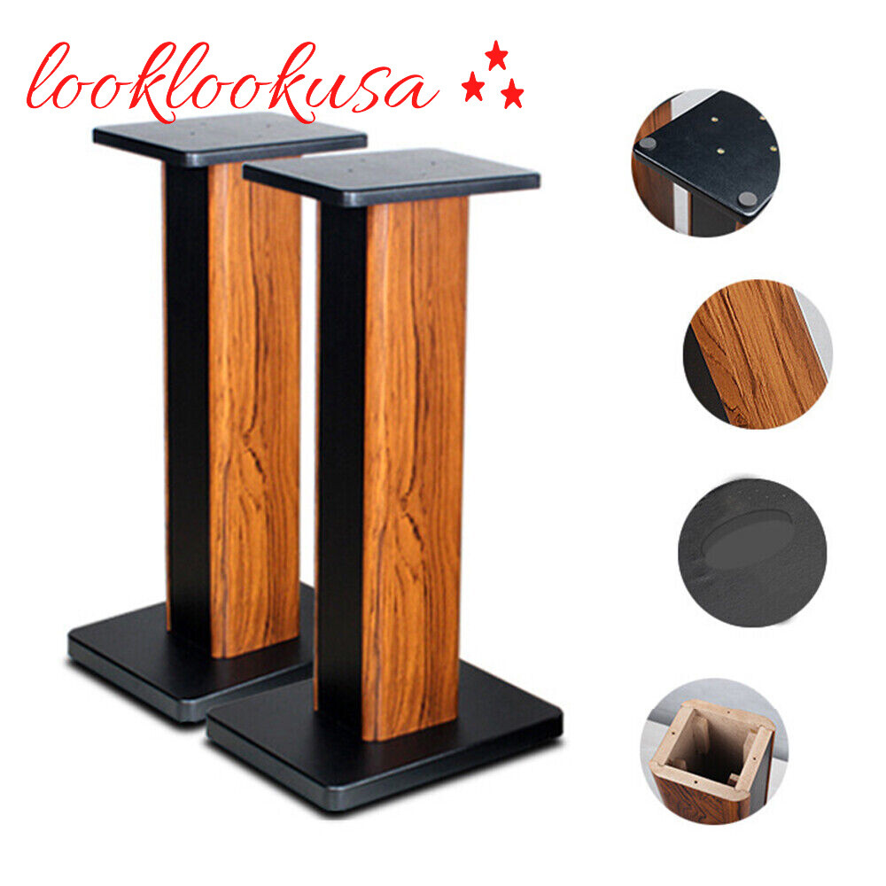 Bookshelf Floor Speaker Stands 1Pair Wood Column Home Theater Speaker Bookshelf