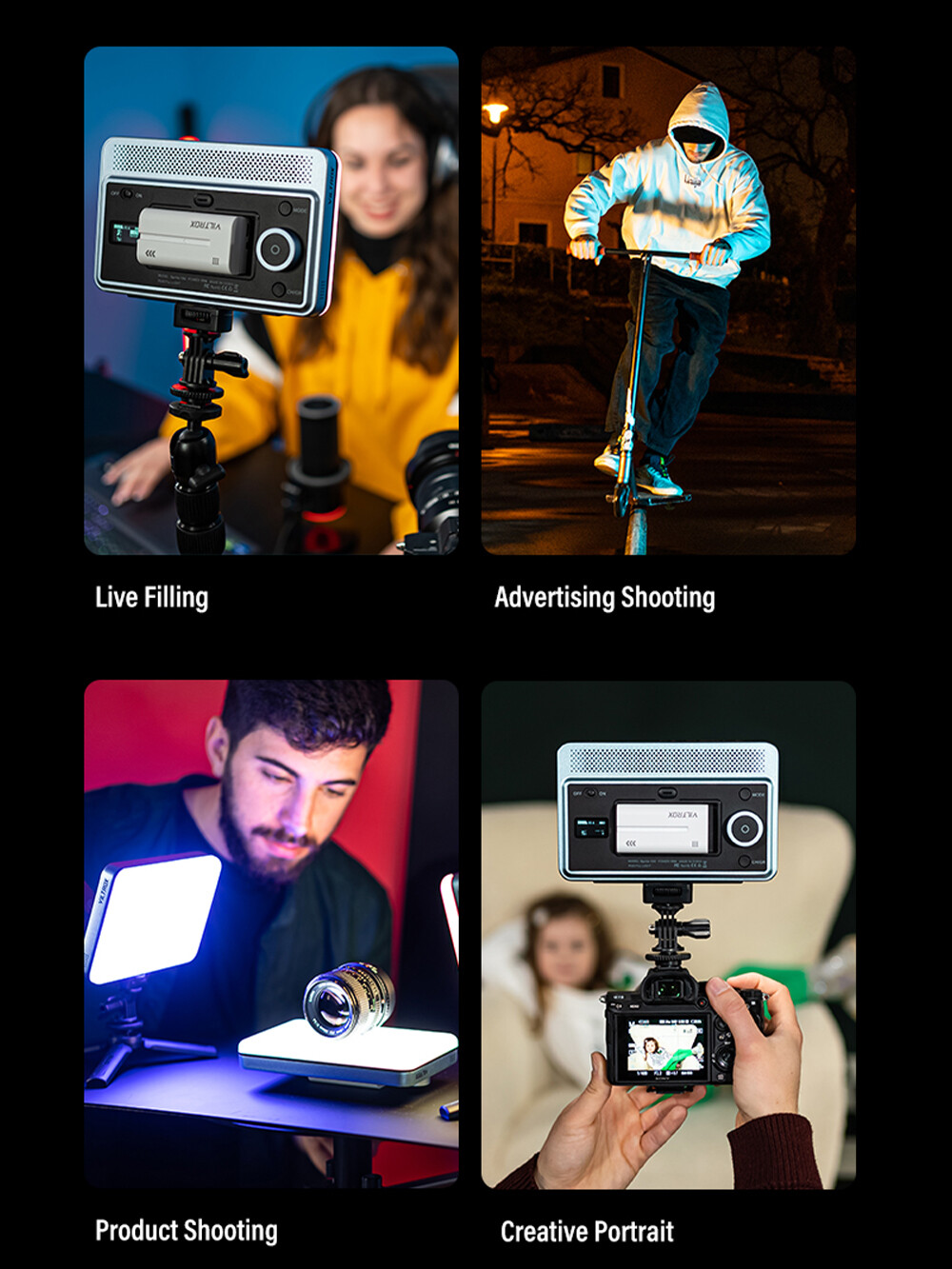 VILTROX Sprite 15B 15C RGB LED Video Panel Light On Camera LED Photography Light