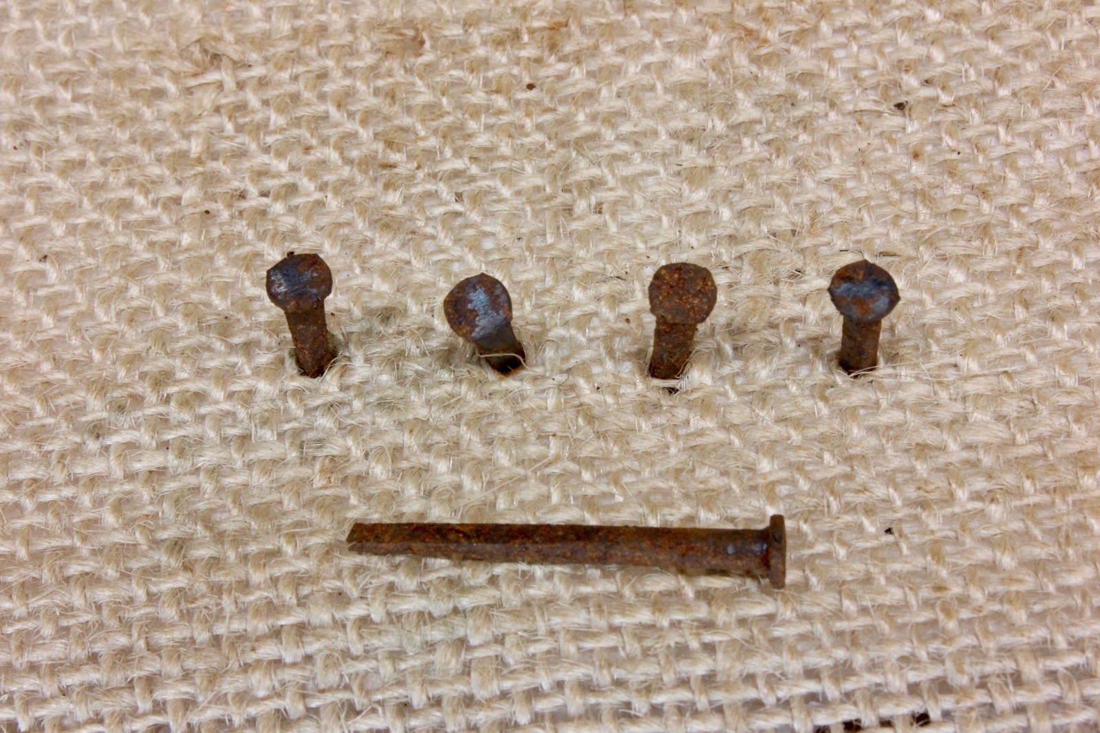 1” Old Square Nails 25 Real 1850’s Vintage Rusty Patina 5/32” Small Head Brads