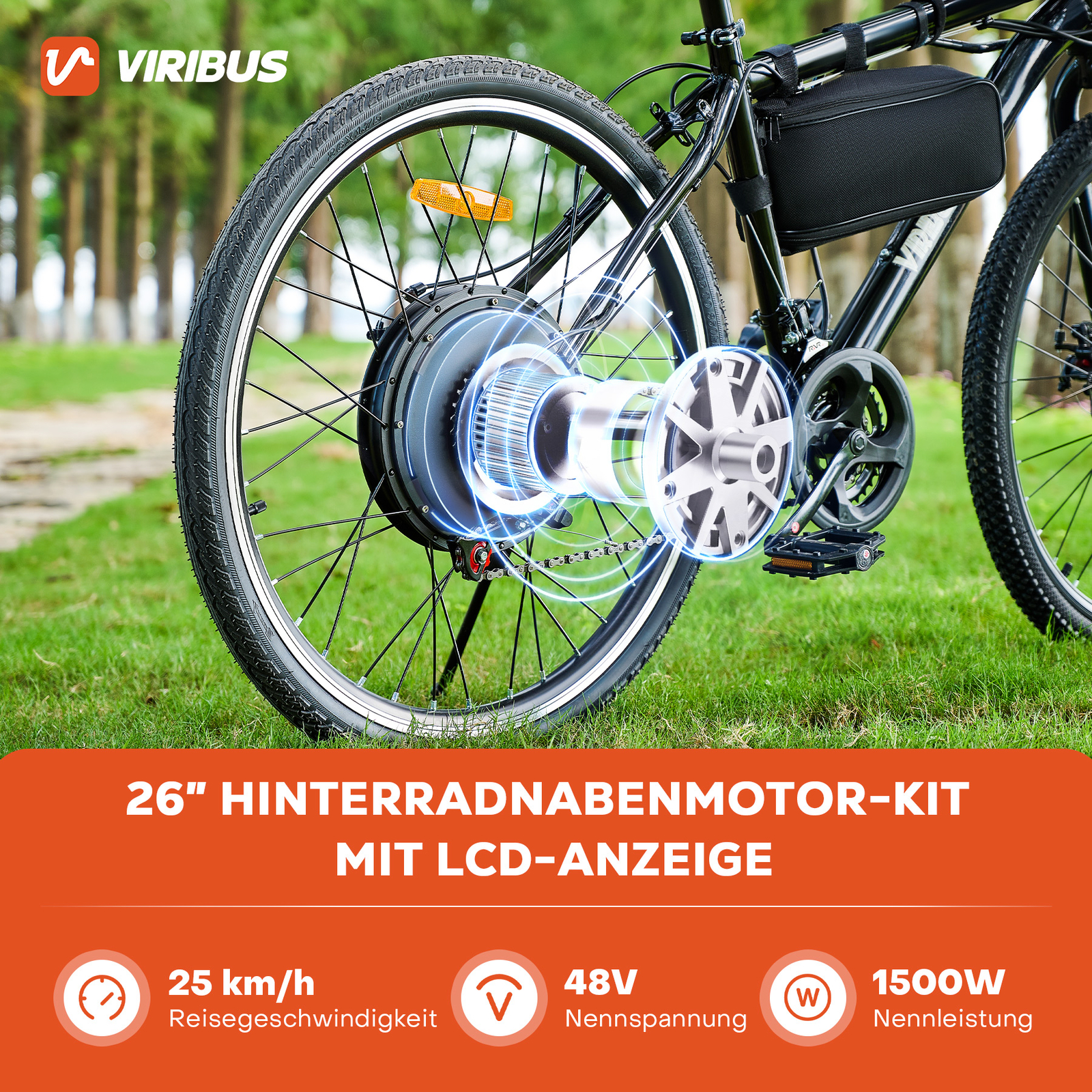 500W/1000W/1500W E-Bike Conversion Kits Electric Bicycle Front/Rear Wheel Motor