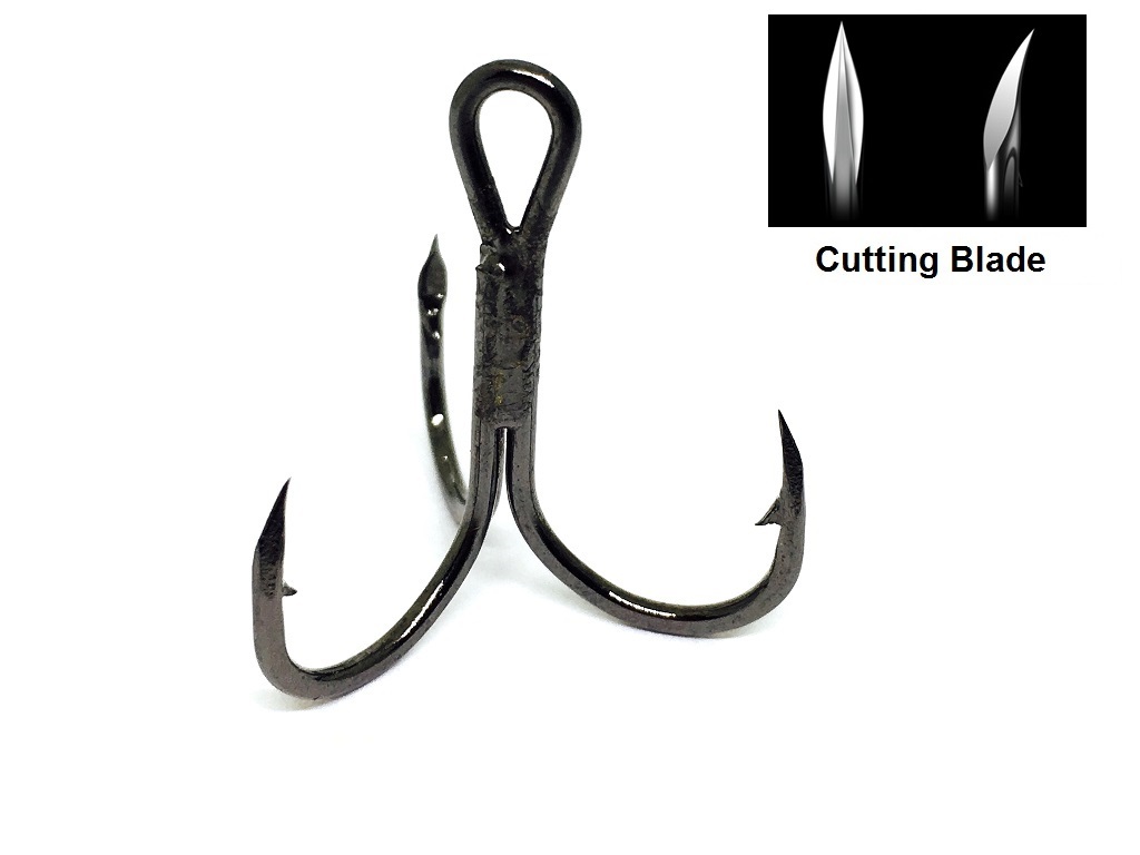 30 Hooks for Each Pack Black Nickle Cutting Blade Forged Treble Hooks FH31HP30