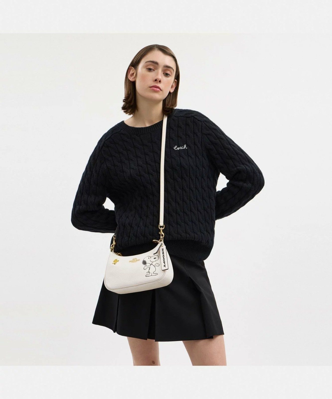 COACH x PEANUTS Teri Shoulder Bag Snoopy Chalk Multi CBJ76 Outlet NEW