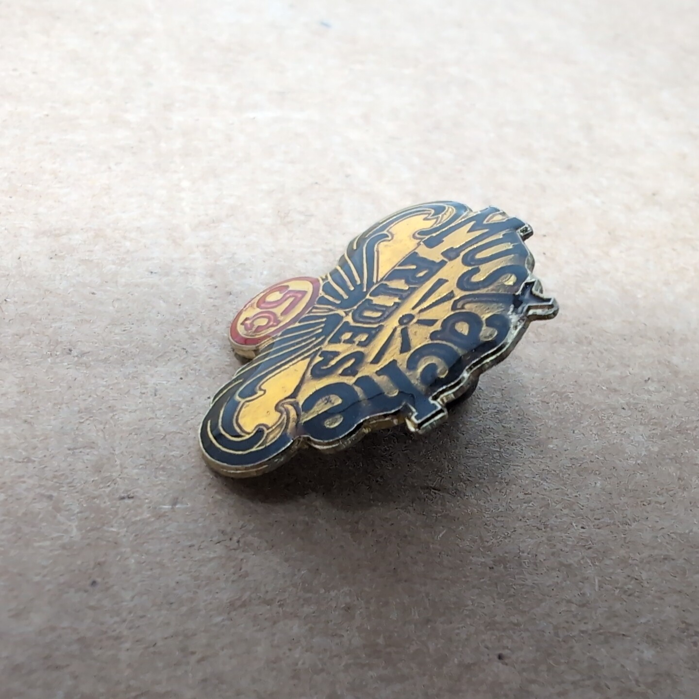 Vintage Moustache Rides Pin 5 Cents collectible biker vest hat novelty pinback