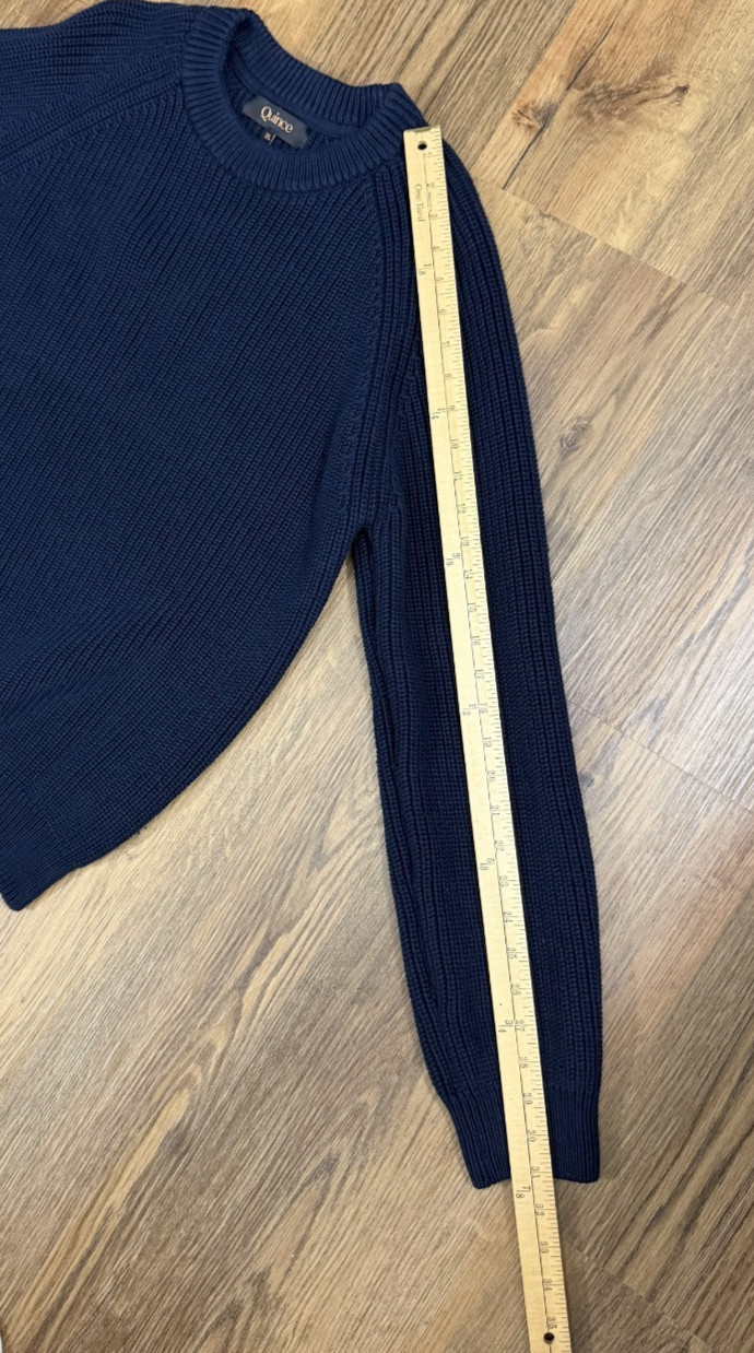 Quince Organic Cotton Ribbed Crewneck Sweater Mens Navy XL