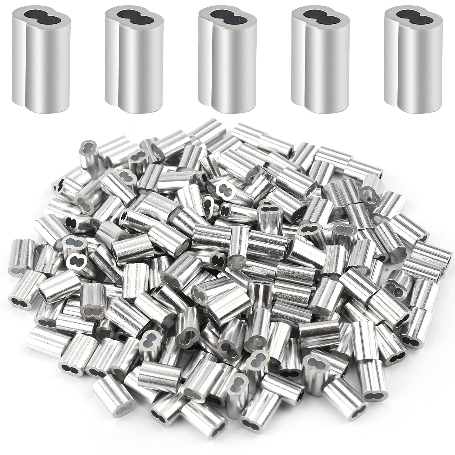 200 Pcs Aluminum Crimping Sleeve 1/16", Cable Ferrule Wire Rope Sleeves Sleeve.