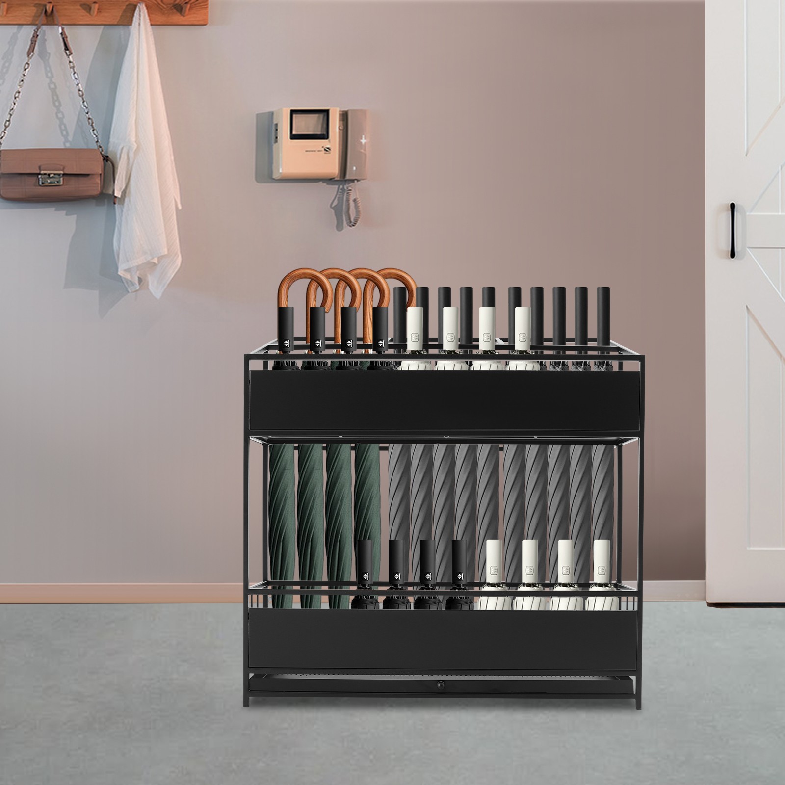 Umbrella Stand Rack, Commercial Metal Umbrella Holder, Entrance Umbrella Holder