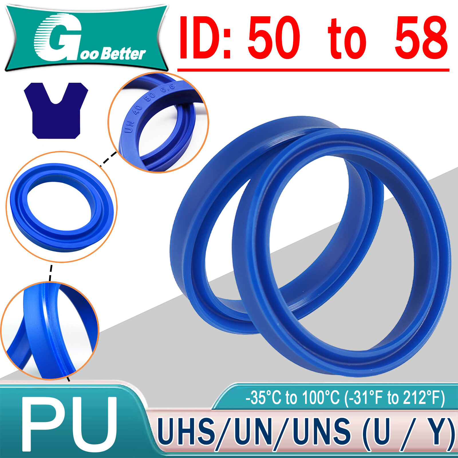 50-58mm PU Rod Seal Hydraulic U-Cup UN-Type For Hydraulic Piston Cylinder