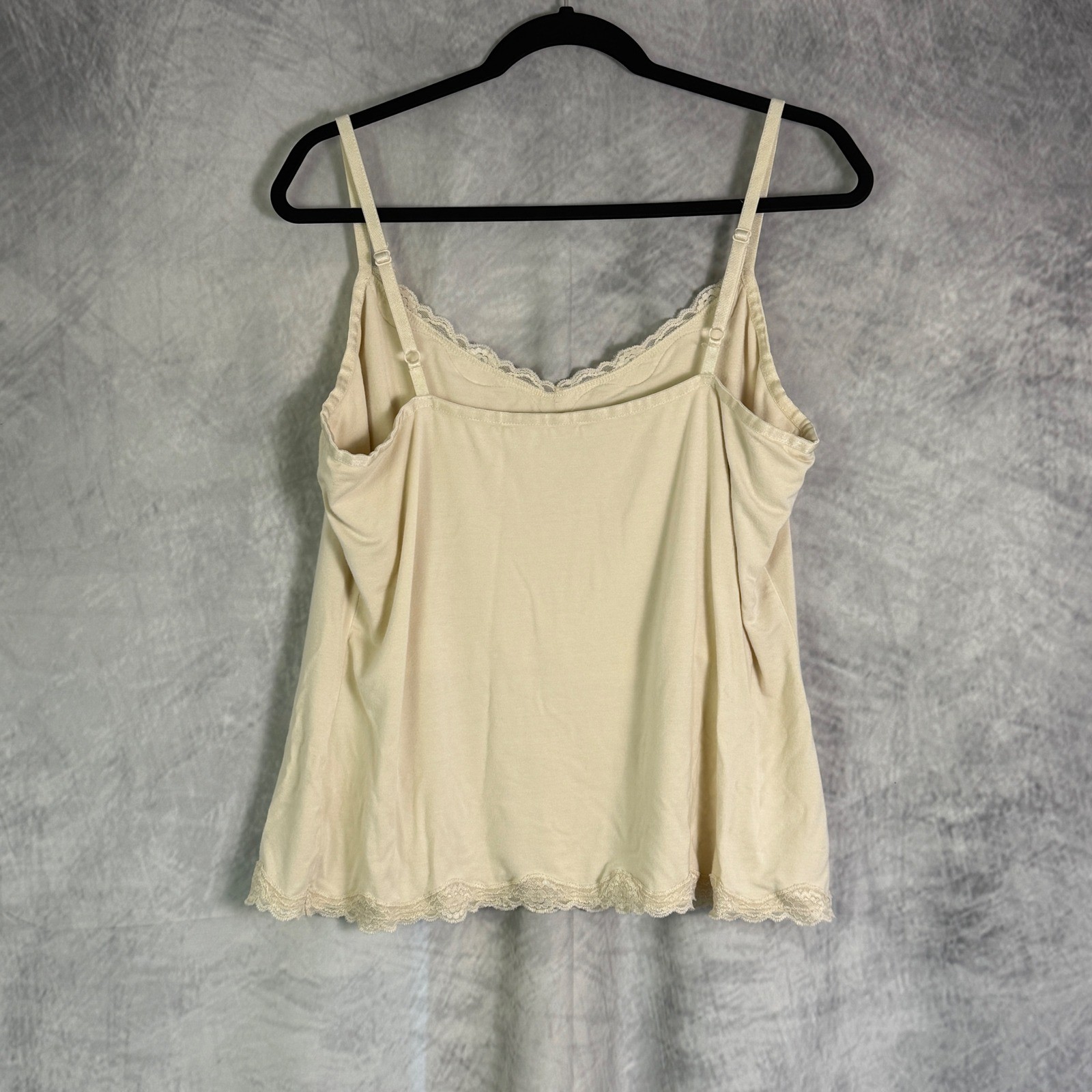 Vtg Y2K i.e. cami top Woman's Sz 1X Lace Trim Cream Layering Fairy Cottagecore