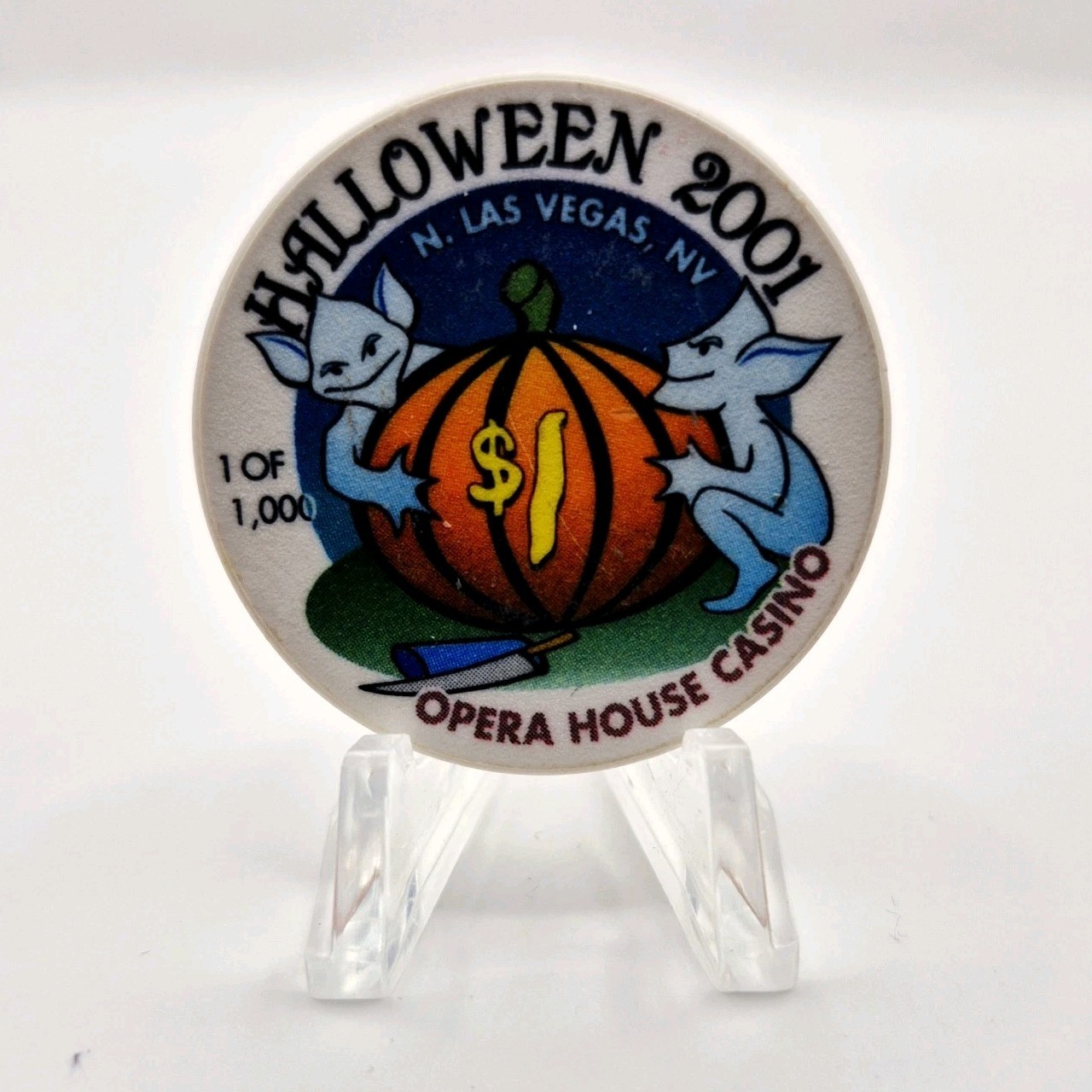 Opera House Casino Las Vegas Nevada "Halloween 2001" $1 Casino Chip V9261