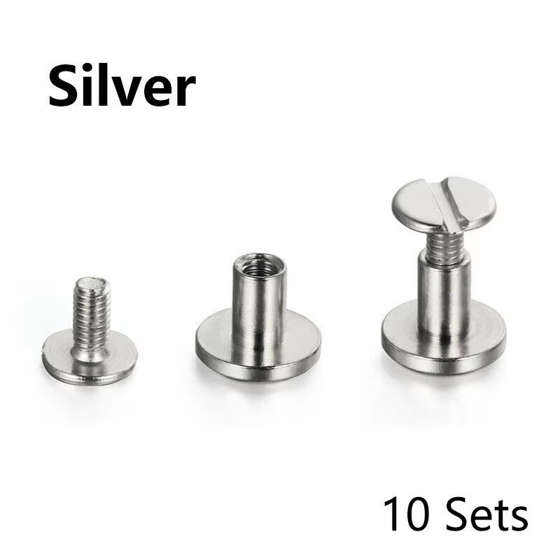 10Sets Luggage Leather Metal Craft Solid Screw Nail Rivet Double Curved Head Bel