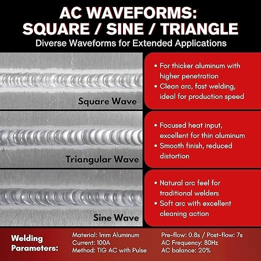LOTOS TIG220ACDCP 220A AC/DC TIG Welder,13-in-1, Pulse, Spot, Stick, HF Start