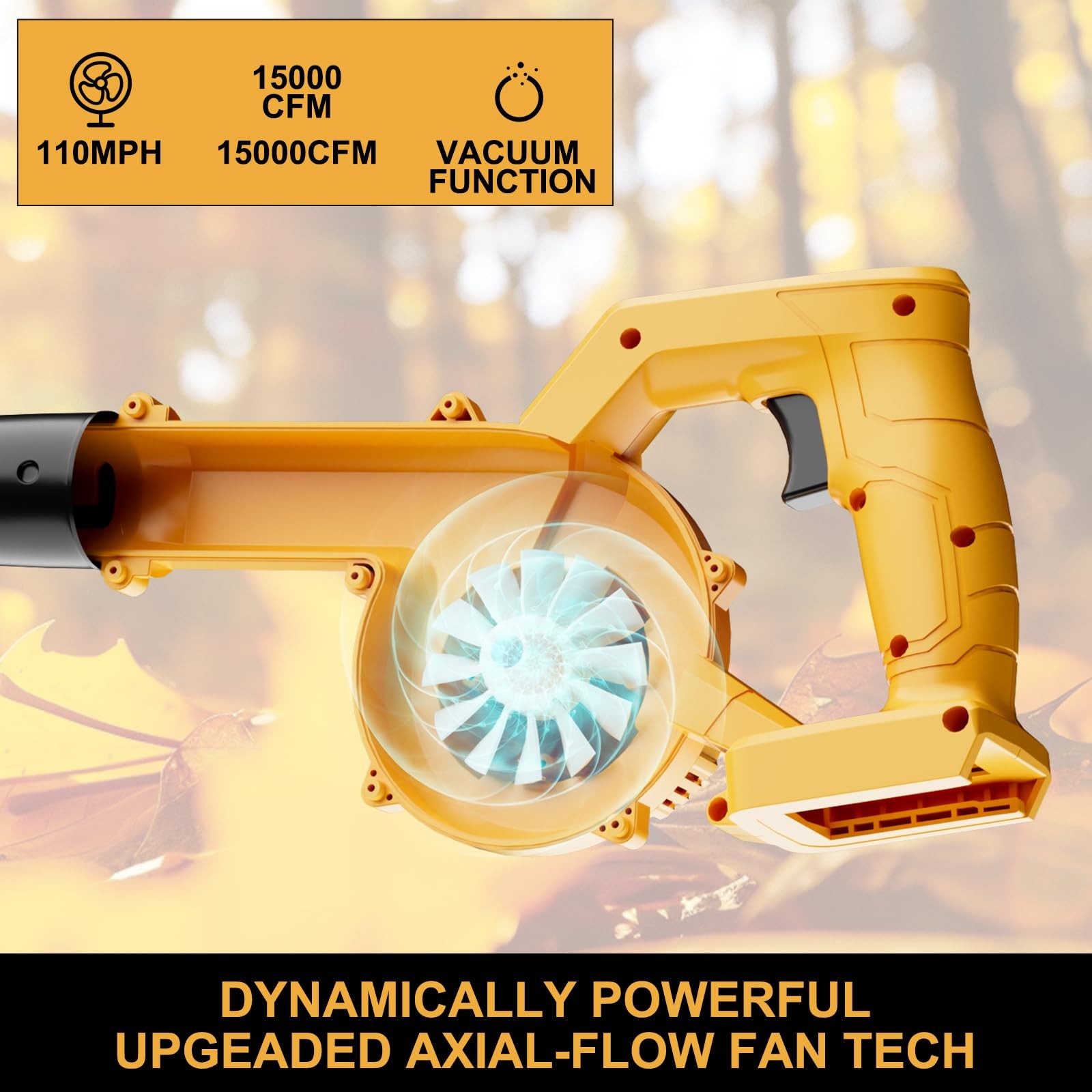 Cordless Leaf Blower for Dewalt 20V Max Battery(No Battery), Electric Yellow